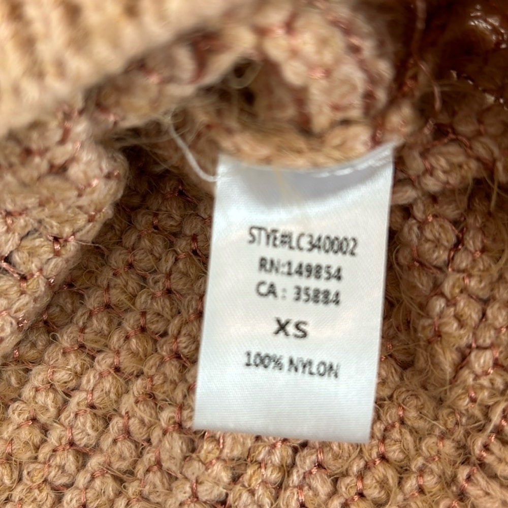 Sage The Label Fuzzy Sweater Peach Blush Beige Tan Size XS Extra Small - Picture 4 of 9